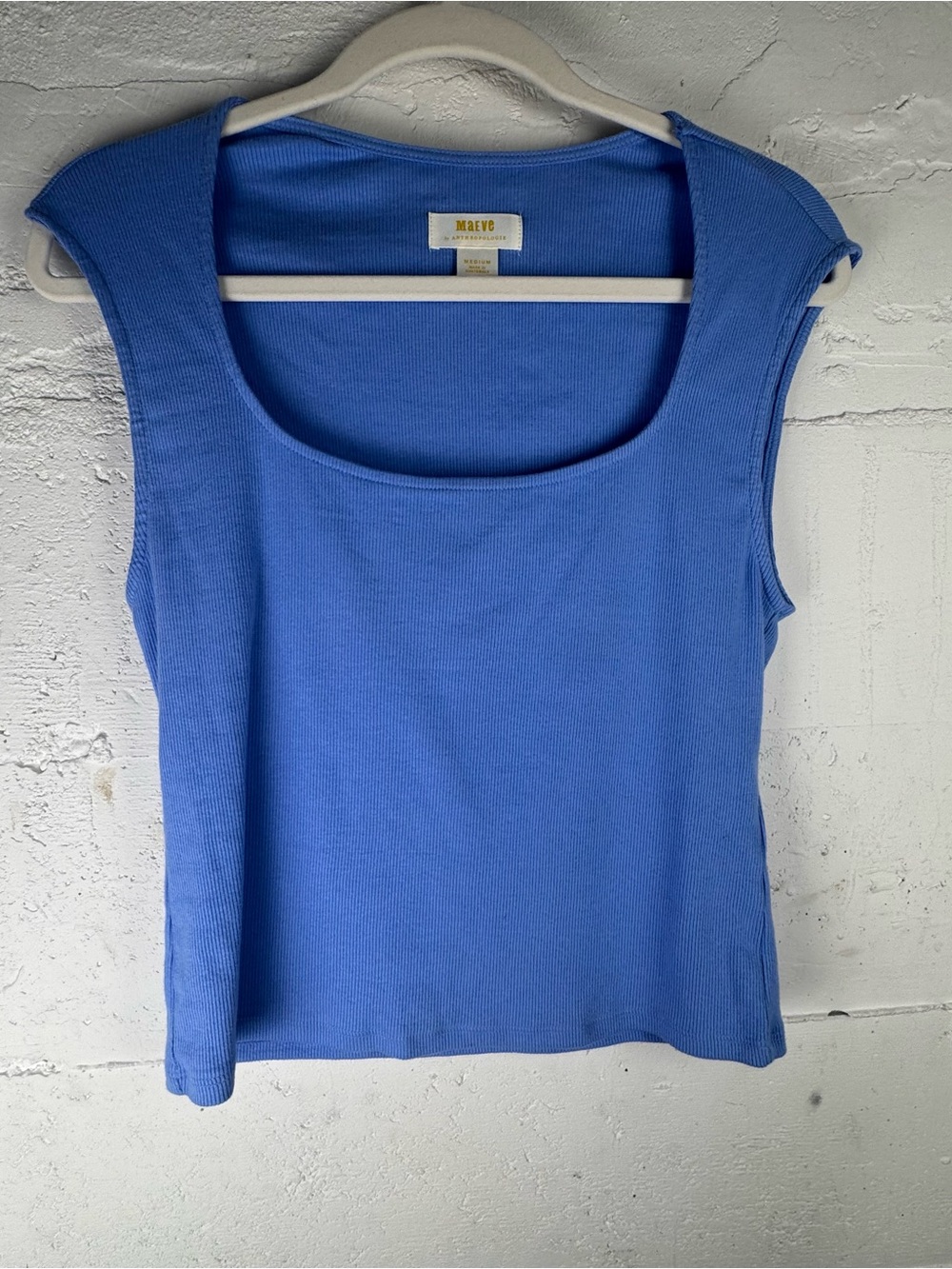 Anthropologie Maeve Ribbed Scoop Tank Square Neck Size Medium